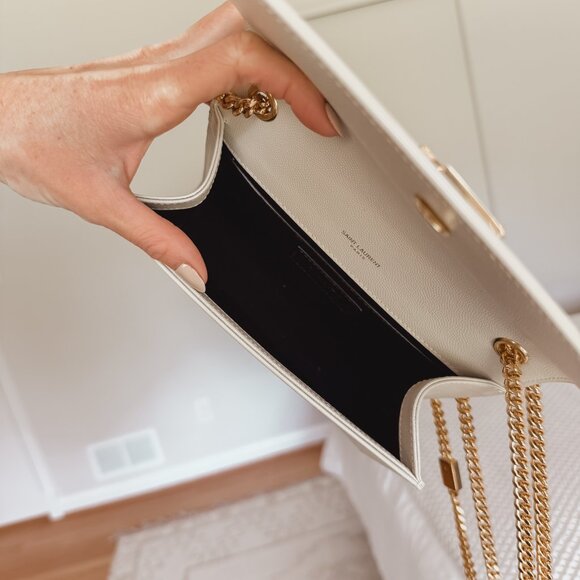 Cream YSL Bag: kate small in grain de poudre embossed leather - Picture 6 of 8